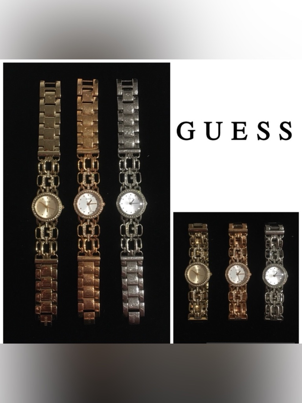 GUESS - 3PCS - PRELOVED STAINLESS STEEL WATCHES - SILVER / GOLD / ROSEGOLD WATCH